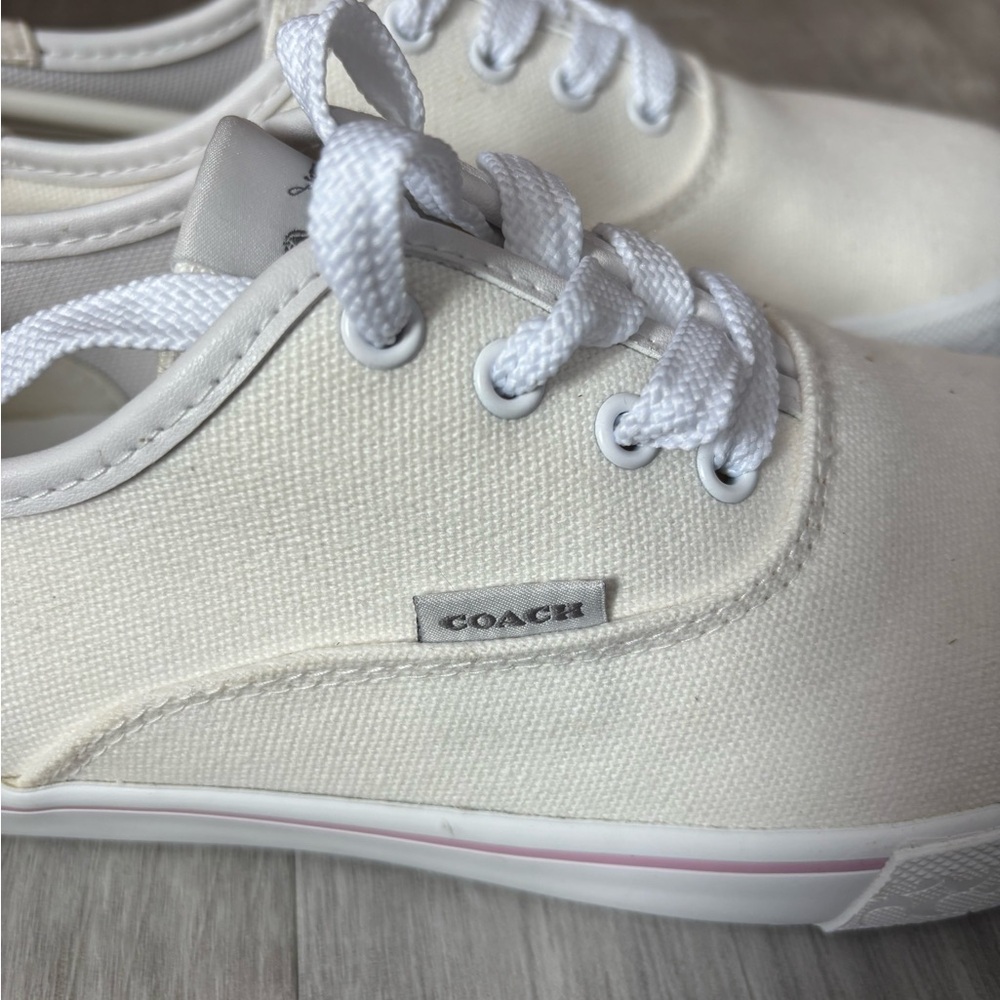 Coach Ivory Canvas Lace-Up Sneakers